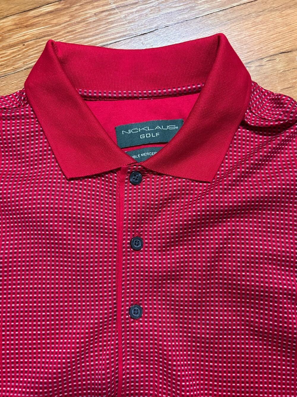 Nicklaus Golf Men's Sz M Polo Shirt Red Double Mercerized Cotton
